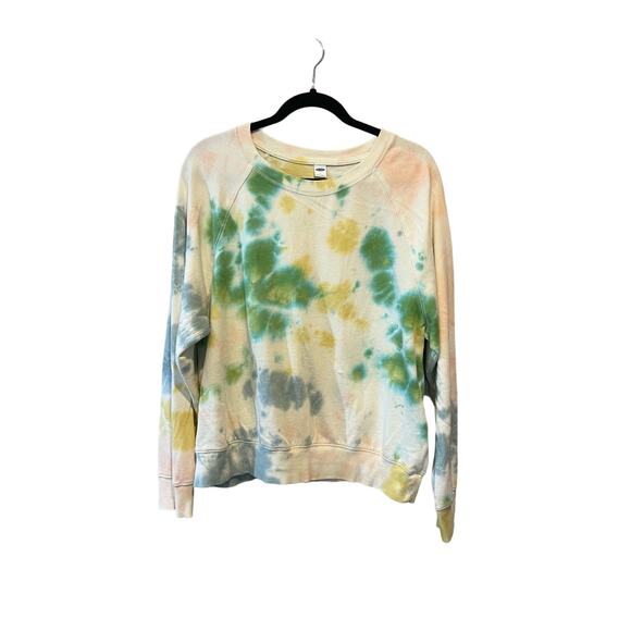 Old Navy Vintage Tie Dye Crew Neck sweatshirt size L cream green blue - Picture 10 of 11